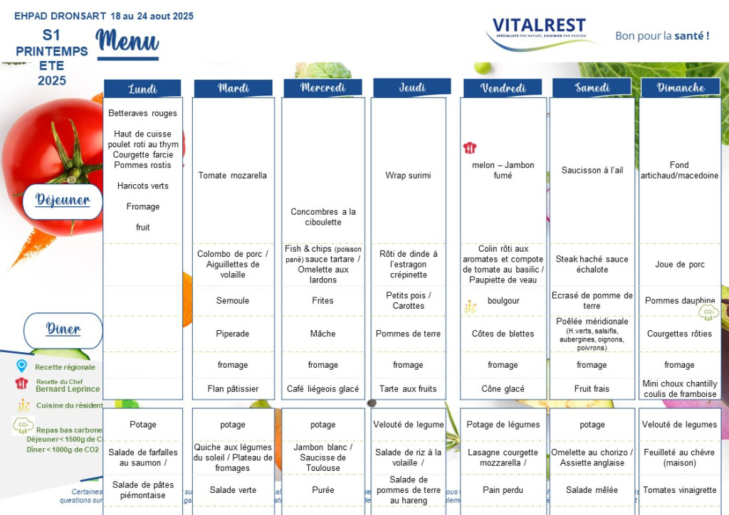 menu du 18 au 24 aout 2025