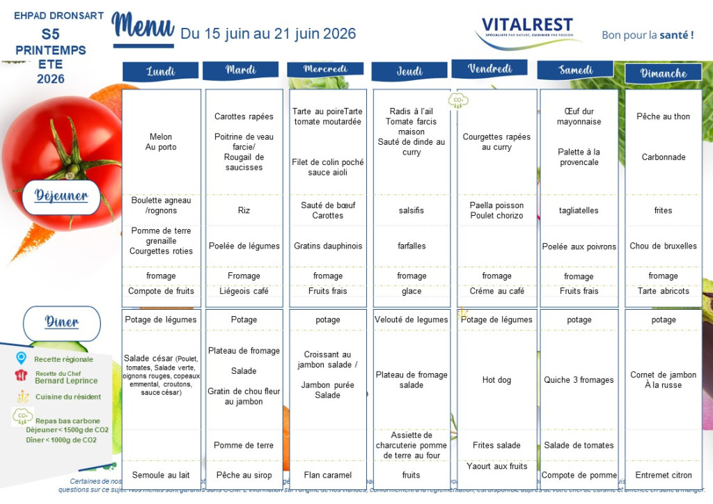 Menu du 15 21 Juin