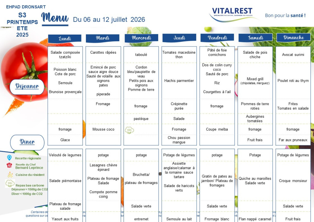 Menu 6 au 12 JUILL